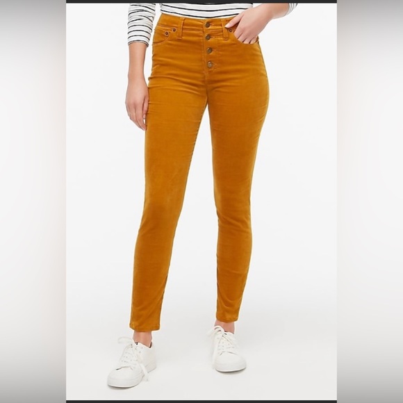 J.Crew 9” High Rise Skinny Corduroy High Rise Jeans Mustard Yellow Size 26